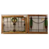 TWO FRENCH ART NOUVEAU STAINED GLASS PANELS