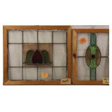 TWO ANTIQUE CONTINENTAL STAINED GLASS PANELS