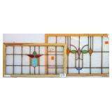 TWO FRENCH STAINED GLASS PANELS