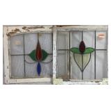 TWO CONTINENTAL STAINED GLASS PANELS