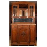 FRENCH MARBLE TOP VITRINE BUFFET