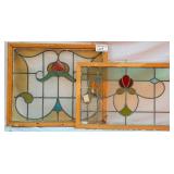 TWO FRENCH ART NOUVEAU STAINED GLASS PANELS