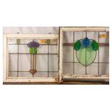 TWO FRENCH ART NOUVEAU STAINED GLASS PANELS