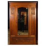 FRENCH ART NOUVEAU MIRRORED ARMOIRE