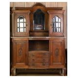 FRENCH OAK MARBLE TOP VITRINE VALET