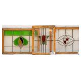 THREE FRENCH STAINED GLASS PANELS