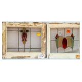 TWO FRENCH STAINED GLASS PANELS