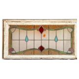 FRENCH ART NOUVEAU STAINED GLASS PANEL