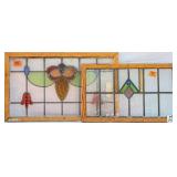 TWO CONTINENTAL STAINED GLASS PANELS