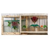 TWO FRENCH ART NOUVEAU STAINED GLASS PANELS