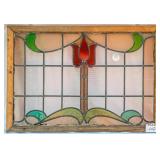 FRENCH ART NOUVEAU STAINED GLASS PANEL