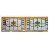 PAIR OF FRENCH ART NOUVEAU STAINED GLASS PANELS