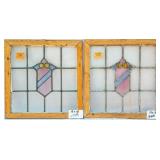 PAIR OF FRENCH STAINED GLASS PANELS