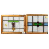 TWO CONTINENTAL STAINED GLASS PANELS