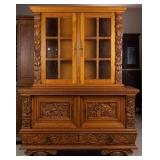 FRENCH RENAISSANCE REVIVAL FIGURAL CARVED VITRINE