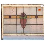 FRENCH ART NOUVEAU STAINED GLASS PANEL