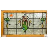FRENCH ART NOUVEAU STAINED GLASS PANEL