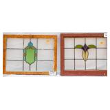 TWO FRENCH STAINED GLASS PANELS