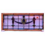 ANTIQUE FLORAL STAINED GLASS WINDOW