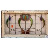 FRENCH ART NOUVEAU STAINED GLASS PANEL