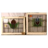 TWO FRENCH ART NOUVEAU STAINED GLASS PANELS