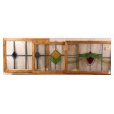 THREE ANTIQUE CONTINENTAL STAINED GLASS PANELS