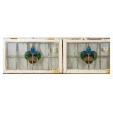 PAIR OF FRENCH ART NOUVEAU STAINED GLASS PANEL
