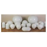 18 VINTAGE MILK GLASS LAMP GLOBES