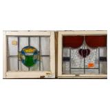TWO ANTIQUE CONTINENTAL STAINED GLASS PANELS