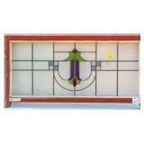 FRENCH ART NOUVEAU STAINED GLASS PANEL