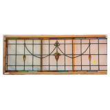 FRENCH ART NOUVEAU STAINED GLASS PANEL