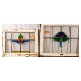 TWO CONTINENTAL ART NOUVEAU STAINED GLASS PANELS