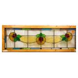 FRENCH ART NOUVEAU STAINED JEWELED GLASS PANEL