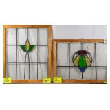 TWO ANTIQUE CONTINENTAL STAINED GLASS PANELS