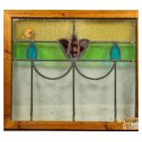 FRENCH ART NOUVEAU STAINED GLASS PANEL