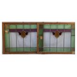 PAIR OF ENGLISH STAINED GLASS PANELS