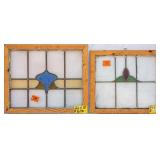 TWO CONTINENTAL STAINED GLASS PANELS