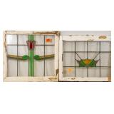 TWO CONTINENTAL STAINED GLASS PANELS