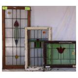 THREE IRISH STAINED GLASS PANELS