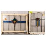 TWO ANTIQUE FRENCH STAINED GLASS PANELS