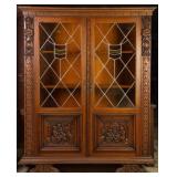 FRENCH RENAISSANCE REVIVAL STAINED GLASS VITRINE C