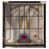 FRENCH ART NOUVEAU STAINED GLASS PANEL