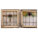 PAIR OF ANTIQUE CONTINENTAL STAINED GLASS PANELS