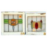 TWO CONTINENTAL STAINED GLASS PANELS