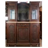 FRENCH ART NOUVEAU MARBLE TOP VITRINE BUFFET
