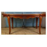 FRENCH MAPLE PARQUETRY DRAW LEAF DINING TABLE