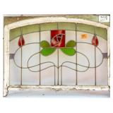 FRENCH ART NOUVEAU STAINED GLASS PANEL