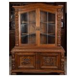 FRENCH RENAISSANCE REVIVAL OAK VITRINE