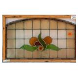 FRENCH DOME TOP JEWELED STAINED GLASS PANEL