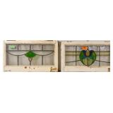 TWO FRENCH ART NOUVEAU STAINED GLASS PANELS